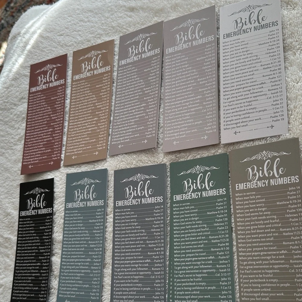 Bible Emergency Numbers Bookmarks Set of 20 6” x 2.5” Invitation to Christ NWT